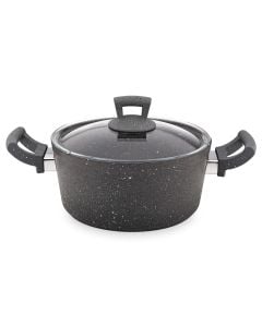 Tenxhere graniti induksion me kapak Germanitium, alumin, gri, 7.75L / Dia. 30 x H 13.5 cm