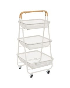 Mayaj 3-tier organizer, steel/wood, beige, 48x41.5x86 cm