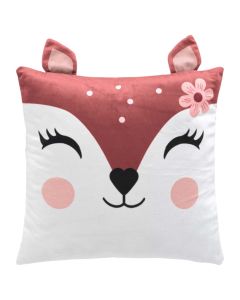 Bichette pillow for children, polyester, white/brown, 40x40 cm