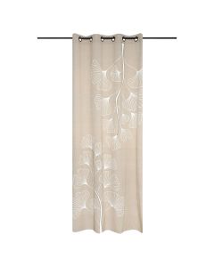 Perde plotë me unaza Nova, 55% pambuk dhe 45% poliestër, bezhë, 140x260 cm