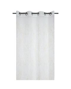 Perde e hollë me unaza Corallys, 100% poliestër, e bardhë, 140x260 cm