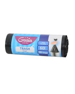 Qese mbeturinash," Gosia", plastike, 60 lt, 53x65 cm, e zezë, 10 ndarje, me litar, 1 copë