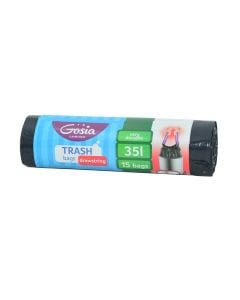 Qese mbeturinash, "Gosia", plastike, 35 lt, 35x40 cm, e zezë, 15 ndarje, me lidhese, 1 copë