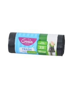 Qese mbeturinash, "Gosia", plastike, 35 lt, 35x40 cm, e zezë, 15 ndarje, me kapje, 1 copë