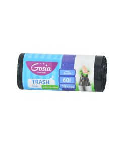 Qese mbeturinash, Gosia, plastike, 60 lt, 53x65 cm, e zezë, 10 ndarje, me litar, 1 copë
