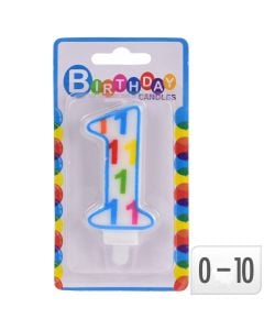 Birthday candel, "Party",paraffin, mix, 1-0, 7.2x1.3x14 cm, 1 piece