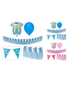 Dekorime festive, "Party", baby shower, karton, blu-roz, 22x2x33 cm, 5 copë, 1 pako
