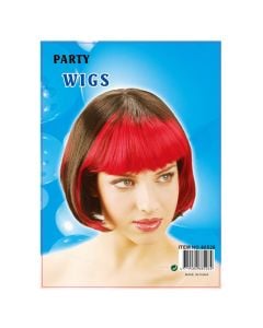 Two toner short hair wig, red-black