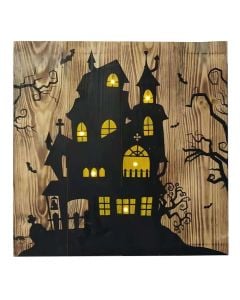 Hanging board with black house, plastic, 48x1x48 cm, black-brown