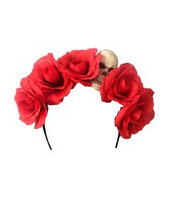 Red flower and skull headband