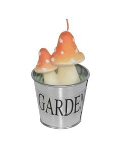 Decorative candle, paraffin-metal, orange, dia 8.8xH5.7 cm