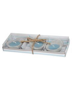 Decorative candle, paraffin, blue, 5x7.5xH2 cm, 3 piece