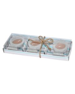 Candle, paraffin, blue, dia 5x7.5x2 cm, 3 piece
