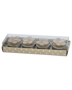 Candle, paraffin-metal, brown, dia 4xH3 cm, 4 piece