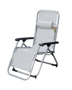 Foldable Sun bed chair, aluminium/textilene, grey, 62x142xH120 cm
