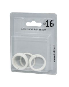 Rings for metallic curtain rod, Size: Dia 16mm, Color: White, Material: Metallic