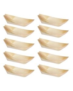 Oval bowl, wood, 11xH6.5 cm, brown, 10 pieces