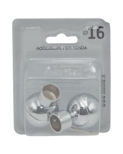 Knods for curtaind rod sfera, metallic, chrome, dia 16 mm