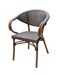 Karrige me krahe, HUGO, alumin-tekstilen, kafe, 59x60x81 cm