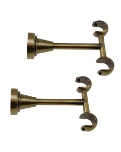 Support double for curtain rod, metallic, bronze, dia 16 mm