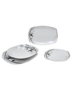 Set pjatash, porcelan, e bardhë, dizenjo lule, 20 copë