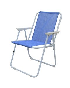 Beach chair, metalic-textile, blue, 46x52.5x75 cm