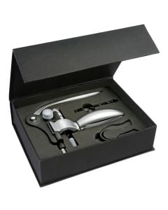 Bottle opener (corkscrew + capsule cutter + wick), aluminium+steel+pp, silver