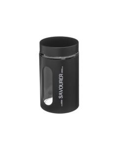 Jar, glass+metal, black, dia.10 xH17 cm, 900 ml