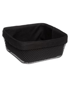 Basket, metal+fabric, black, 24.5x24.5xH11 cm