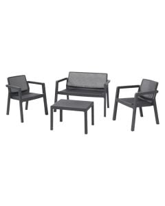 Set Emily, sofa dy vendëshe (përmasa 111 x 68 x 75 cm) + 2 karrige teke (përmasa68 x 64 x 75 cm) + tavolinë (përmasa 65 x 47 x 42)