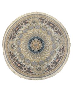 Tapet Persian i rrumbullakët, 100% akrilik, krem / blu, Dia. 200 cm