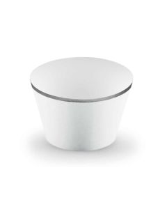 Cupcakes wrappers for party, white with silver metallic edges, 4.8x7.6x4.6 cm, 6 pieces, 1 pack