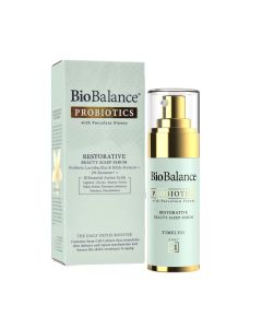 Serum për rigjenerimin e lëkurës, Restorative Beauty Sleep, Probiotics, Bio Balance, plastikë dhe metal, 30 ml, e gjelbër pastel dhe gold, 1 copë