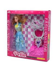 Set kukull me aksesorë për fëmijë, Pelin, Fashionistas, KemBay, plastikë dhe poliestër sintetike, 6x30x33 cm, mikse, 5 copë