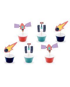 Cake toppers,"Space",  iridescent paper, 5x7.5x5 cm, 6 pieces