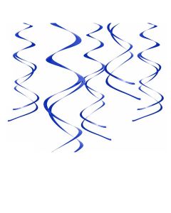 Hanging decorations swirls, foil, 60 cm, blue, 5 pieces, 1 pack