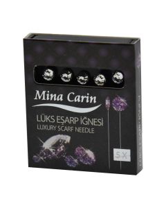 Decorative needle for scarf, Mina Carin, metal and plastic, 8 cm, white, 5 pieces, 1 pack