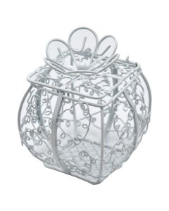 Horse carriage-shaped confetti holder, metal, 9 cm, white, 1 piece