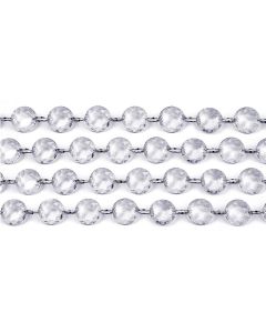 Crystal garland, 1 m, 18 mm, silver, 1 piece