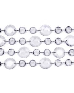 Crystal garland, 1 m, silver, 1 piece