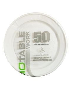 Set me 50 pjata të cekëta njëpërdorimshe, Bio Table, biopolimer, 22 cm, e bardhë, 1 copë