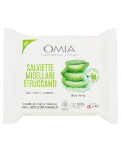 Peceta të lagura, me ujë micelar dhe aloe vera, Omia, 20 copë