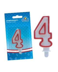 Decorative party candle, Nr.4, paraffin, 6.5 cm, assorted, 1 piece