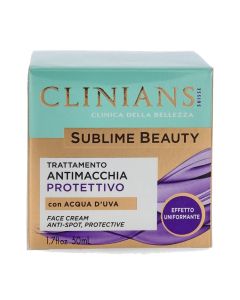 Krem për fytyrën, me efekt mbrojtës kundër njollave të lëkurës, Sublime Beauty, Clinians, plastikë dhe qelq, 50 ml, gurkali dhe lejla, 1 copë