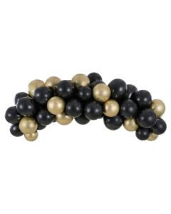 Balloon garland, Amscan, latex, 2 m, black and gold, 60 pieces, 1 pack