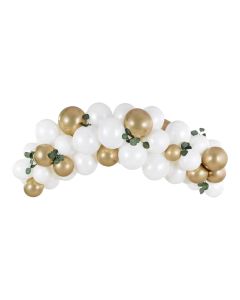 Balloon garland, Amscan, latex, 2 m, white and gold, 60 pieces, 1 pack