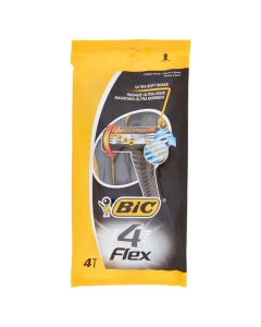 Brisk rroje njëpërdorimësh për meshkuj, Bic, plastikë dhe inoks, 15x5 cm, gri, 4 copë