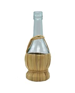 Bottle with straw coating, glass, 375 ml
