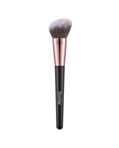 Furçë profesionale me kënd për aplikimin e blush-it, Flormar, plastikë dhe najlon, 17 cm, e zezë dhe rozë, 1 copë