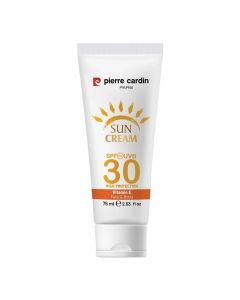Sun protection cream, Pierre Cardin, plastic, 75 ml, white and orange, 1 piece